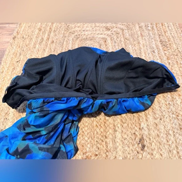 AKIRA Vibrant Blue and Black Patterned Maxi Dress - Picture 5 of 5